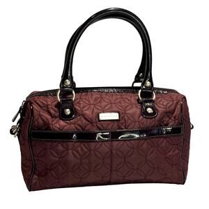 Women's Vera Bradley Quilted Burgundy Patent Leather Duffle Doctor Bag, GUC